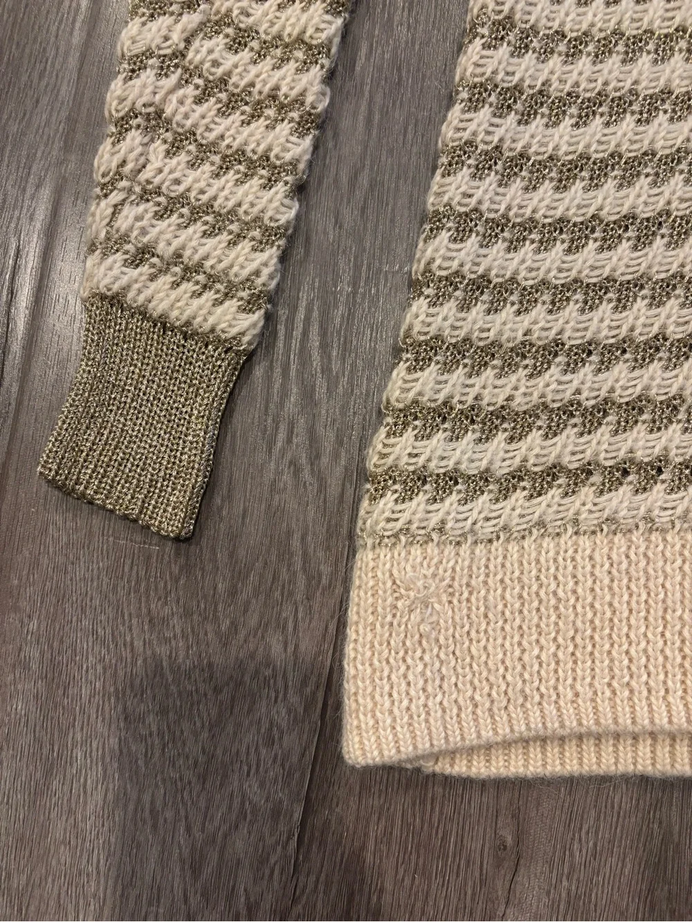 rag & bone Cream V-Neck Textured Knit Sweater